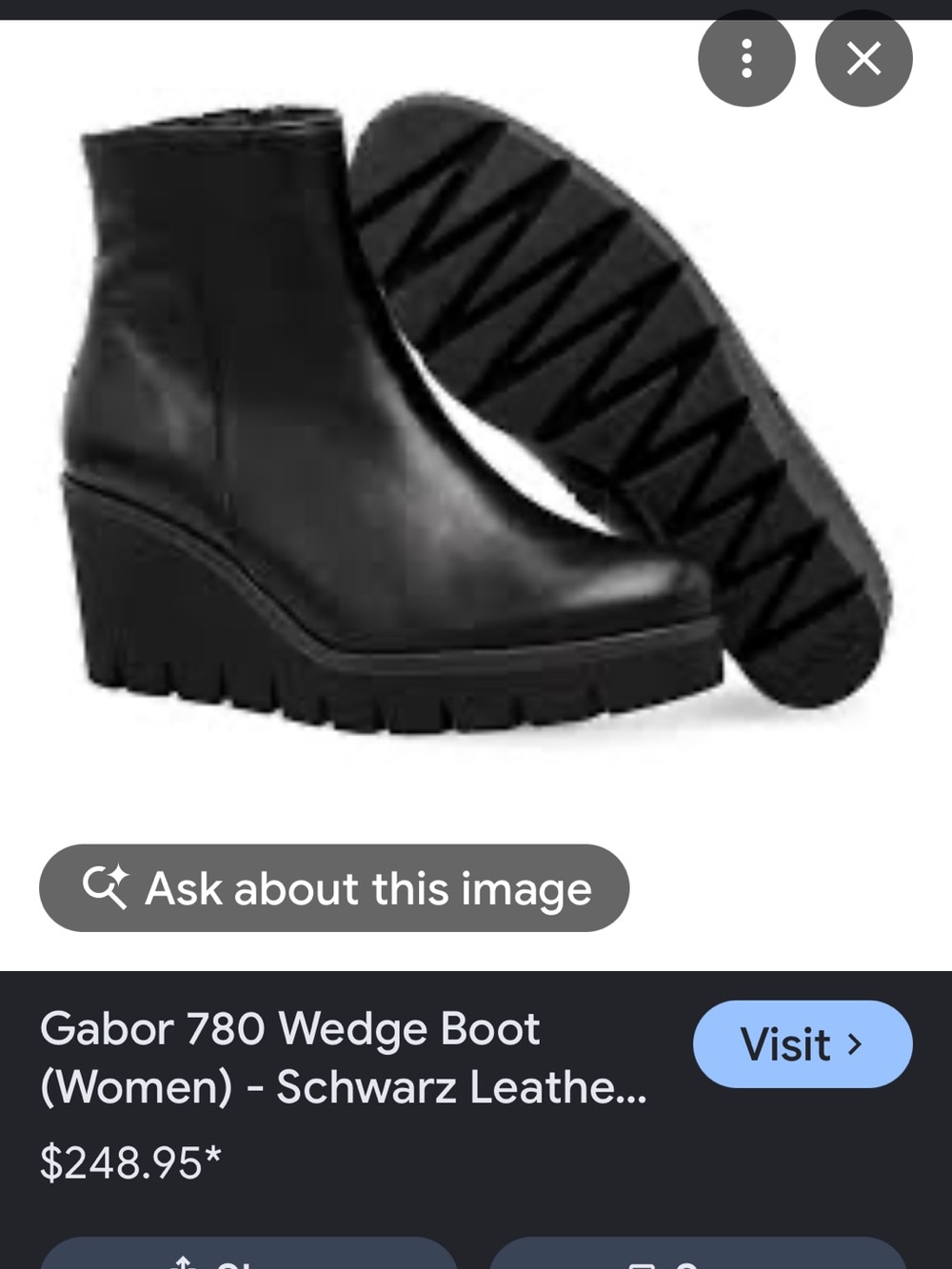 Gabor "Utopia" Black Leather Platform Wedge Ankle Boots – Size UK 5 / US 7.5